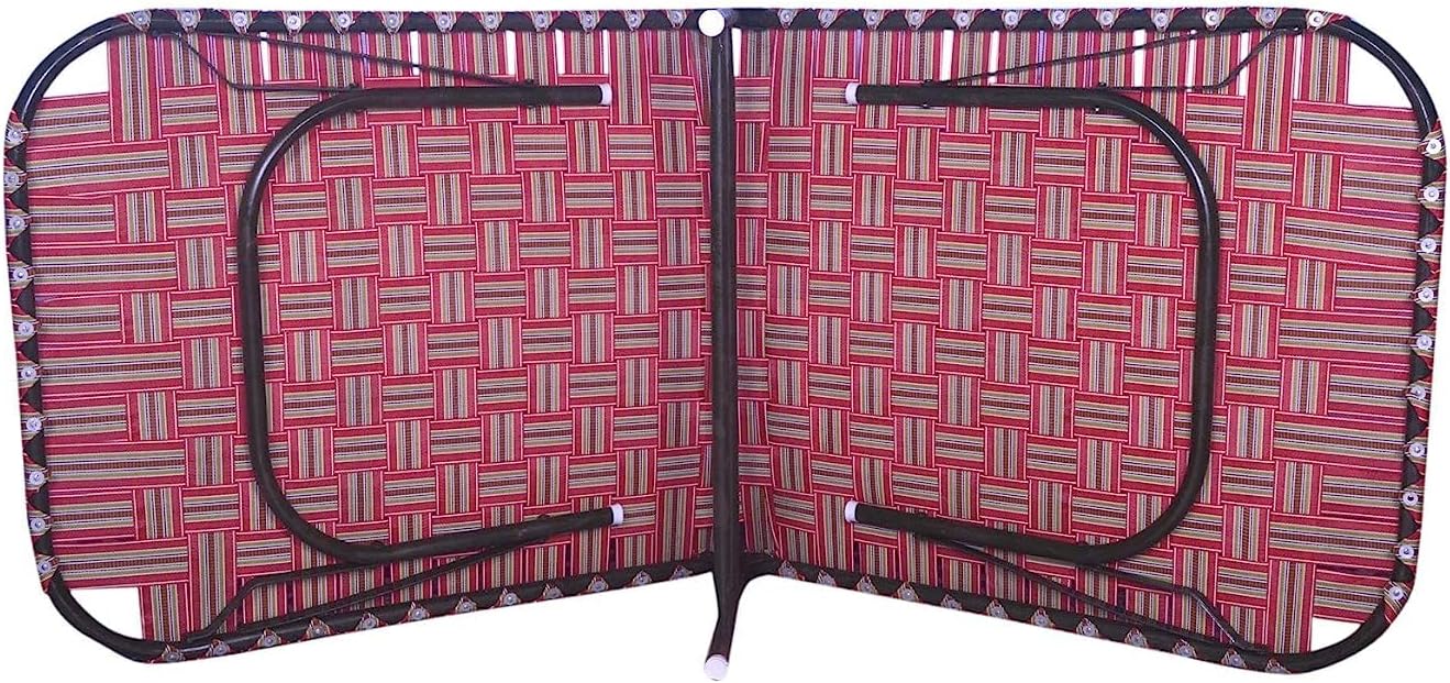 CANE CRAFTS Portable Metal Single Iron Folding Bed Collapsible Bed Guest Bed Single Iron Cot Foldable Bed for Sleeping (Multi-Colour)