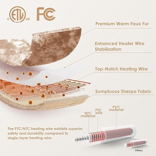 Miniatura 5 de EHEYCIGA Manta térmica eléctrica de piel sintética, 10 horas de apagado automático, 6 niveles de calefacción, manta térmica suave y cálida de