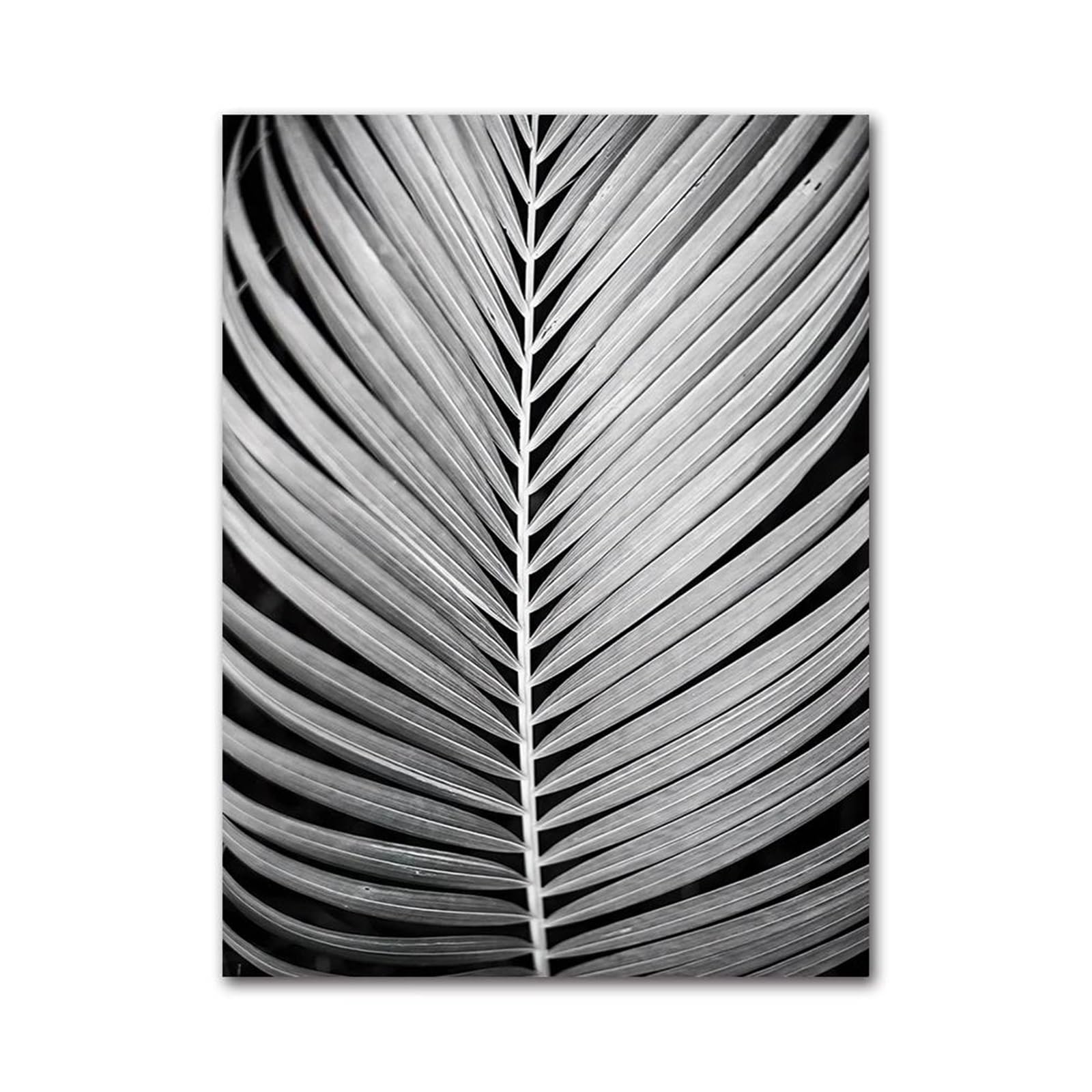 Decora paredes vacías con arte abstracto de hojas | Cuadro negro y blanco