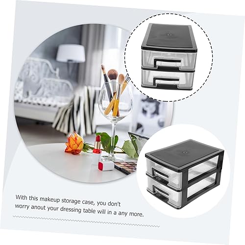 Miniatura 8 de Titular de artículos diversos, caja de almacenamiento de 2 capas, organizador de maquillaje, tapa de plástico, contenedor de almacenamiento de