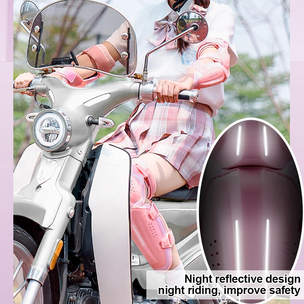 Rodilleras de Moto, Coderas/Rodilleras Motocross Equipo de Protección con Espuma EVA Antichoque, Ergonómico para Motocicleta, Bicicleta - Rosa Knee Pads