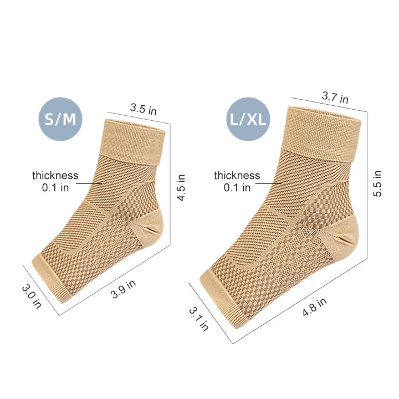 Hotfiary Ankle Compression Sleeve Open Toe ?ompression Socks Foot Sleeves with Arch Ankle Support Ankle Braces for Women Men
