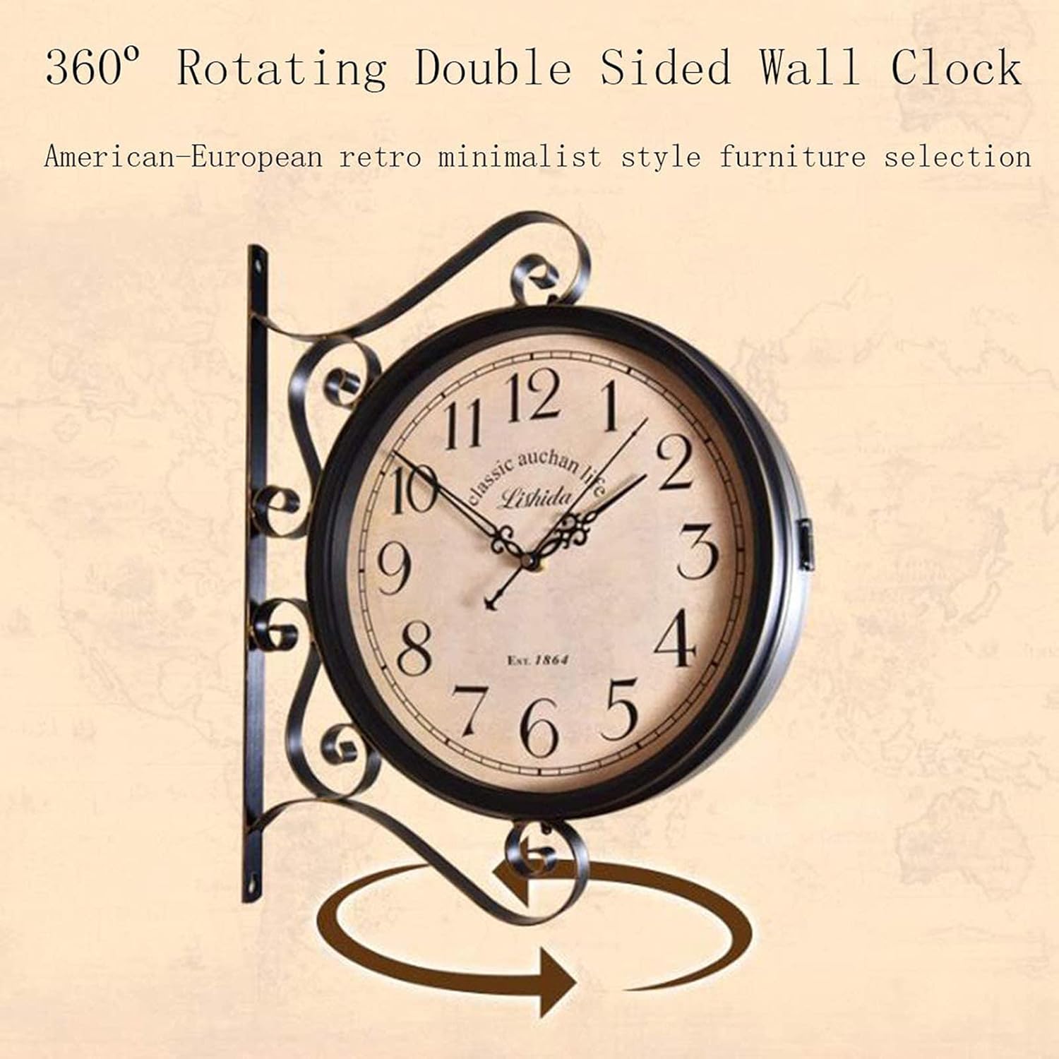 Outdoor Garden Wall Clock,12-inch/30cm Double Sided Outdoor Clocks Vintage Classic Design Weatherproof Casing for Garden Outdoor Home