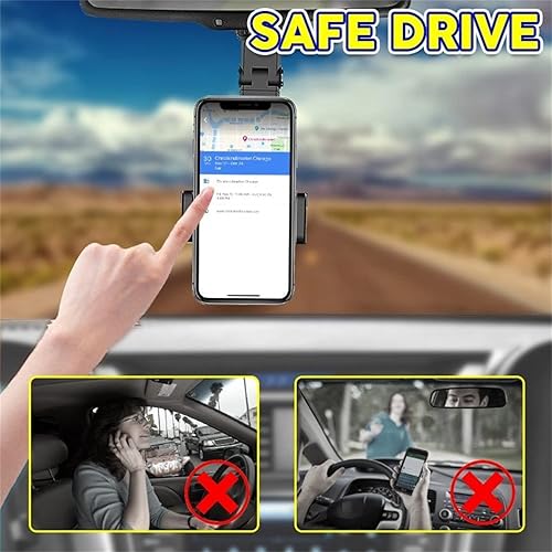 Miniatura 5 de Ivieicip Soporte de soporte para espejo retrovisor de automóvil de 360 para teléfono celular y GPS, soporte universal ajustable para teléfono 2023,