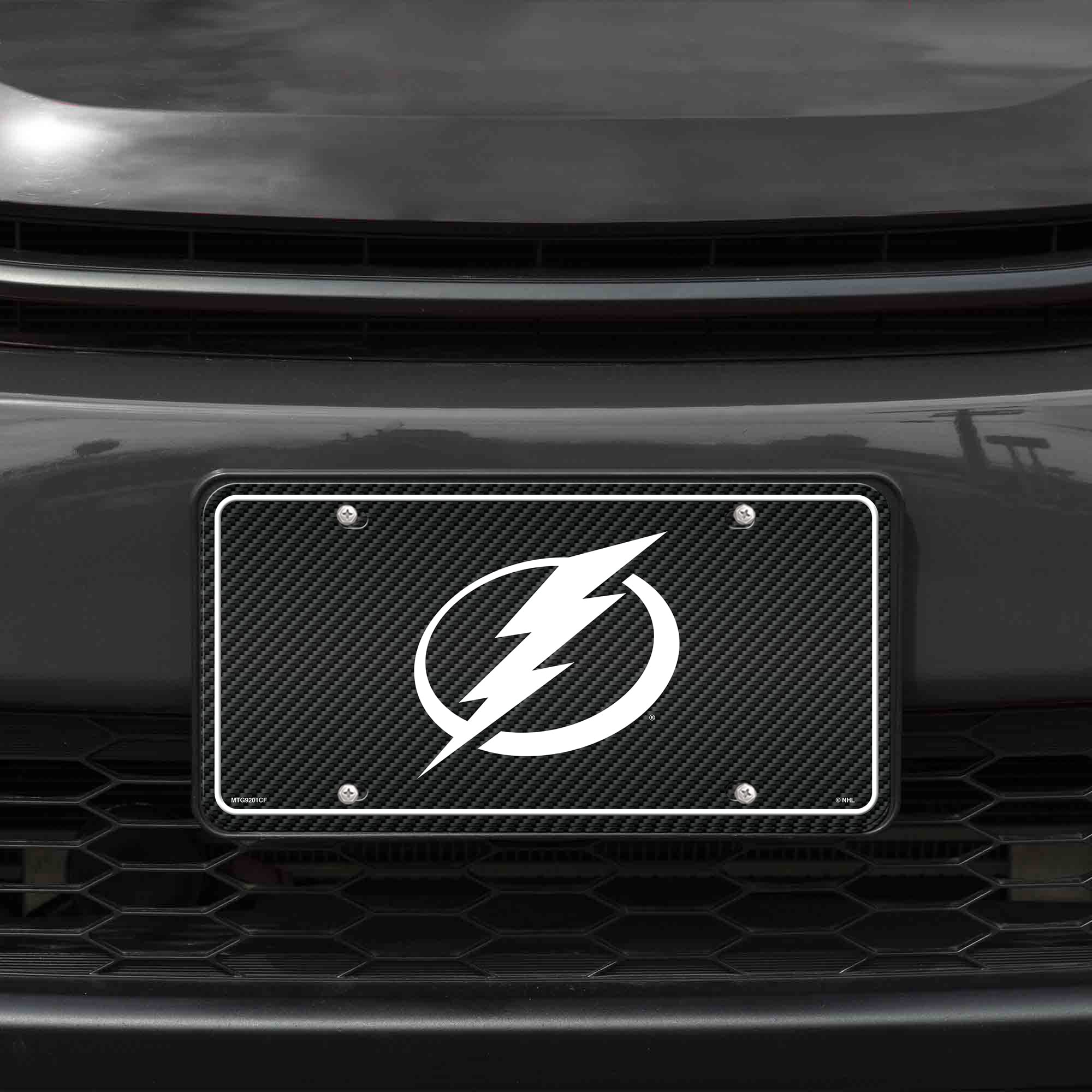 Rico Industries NHL Tampa Bay Lightning Carbon Fiber Metal Auto Tag 8.5" x 11" - Great for Truck/Car/SUV, Multi, 12" x 6" - Image 2