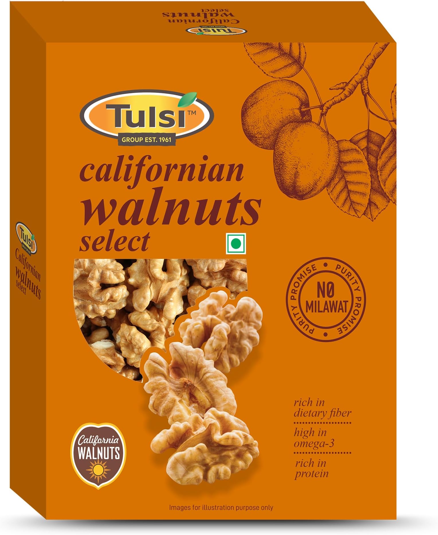 Tulsi California Walnuts Kernels Select 200g | Large Size | Inshell Walnut Akhrot | Delicious & Crunchy Walnut | High in Protein & Iron | Premium Akhrot | Rich in Omega-3
