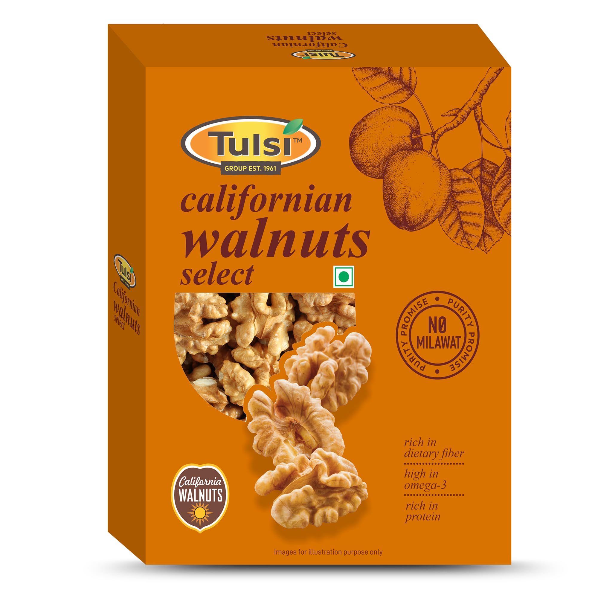 Tulsi California Walnuts Kernels Select 200g | Large Size | Inshell Walnut Akhrot | Delicious & Crunchy Walnut | High in Protein & Iron | Premium Akhrot | Rich in Omega-3