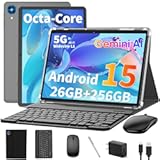Android 15 tablet with keyboard&comma; 26GB RAM&plus;256GB ROM&lpar;2TB Expand&rpar;&comma; 10 inch tablet with 8000mAh Battery&comma; 2&period;4G&sol;5G WiFi&comma; BT 5&period;0&comma; 5MP&plus;13MP Dual Camera&comma; Gemini AI&comma; Octa-core&comma; Mouse&comma; Stylus&comma; Case&lpar;Black Case&rpar;