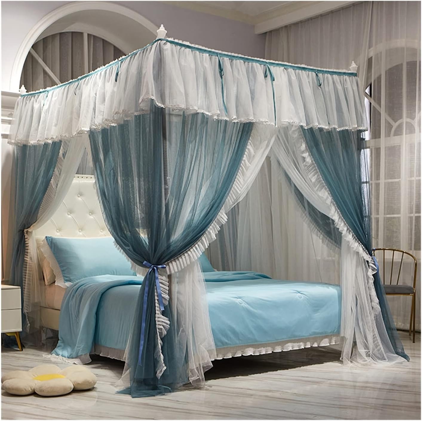 Bed Canopy Mosquito Net for 2M/6.6Ft Bed, Bed Canopy/Bed Curtain for Girls Bedroom Decoration, Stainless Steel Metal Bracket,Style 1 200 * 220 * 200Cm