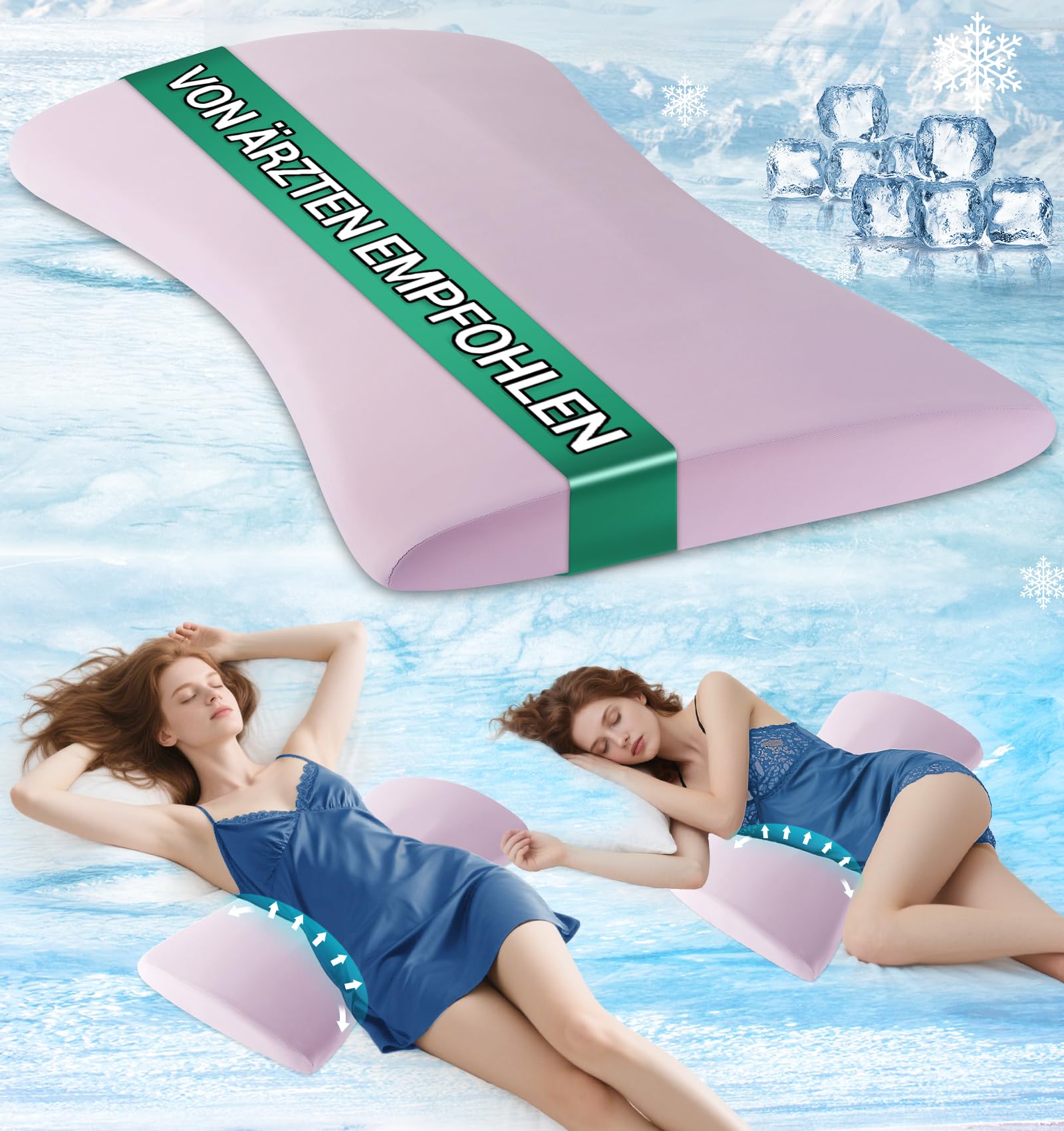 Cojín lumbar ortopédico ergonómico de espuma viscoelástica para la espalda y el sofá – Alivio en la espalda baja – Funda extraíble lavable