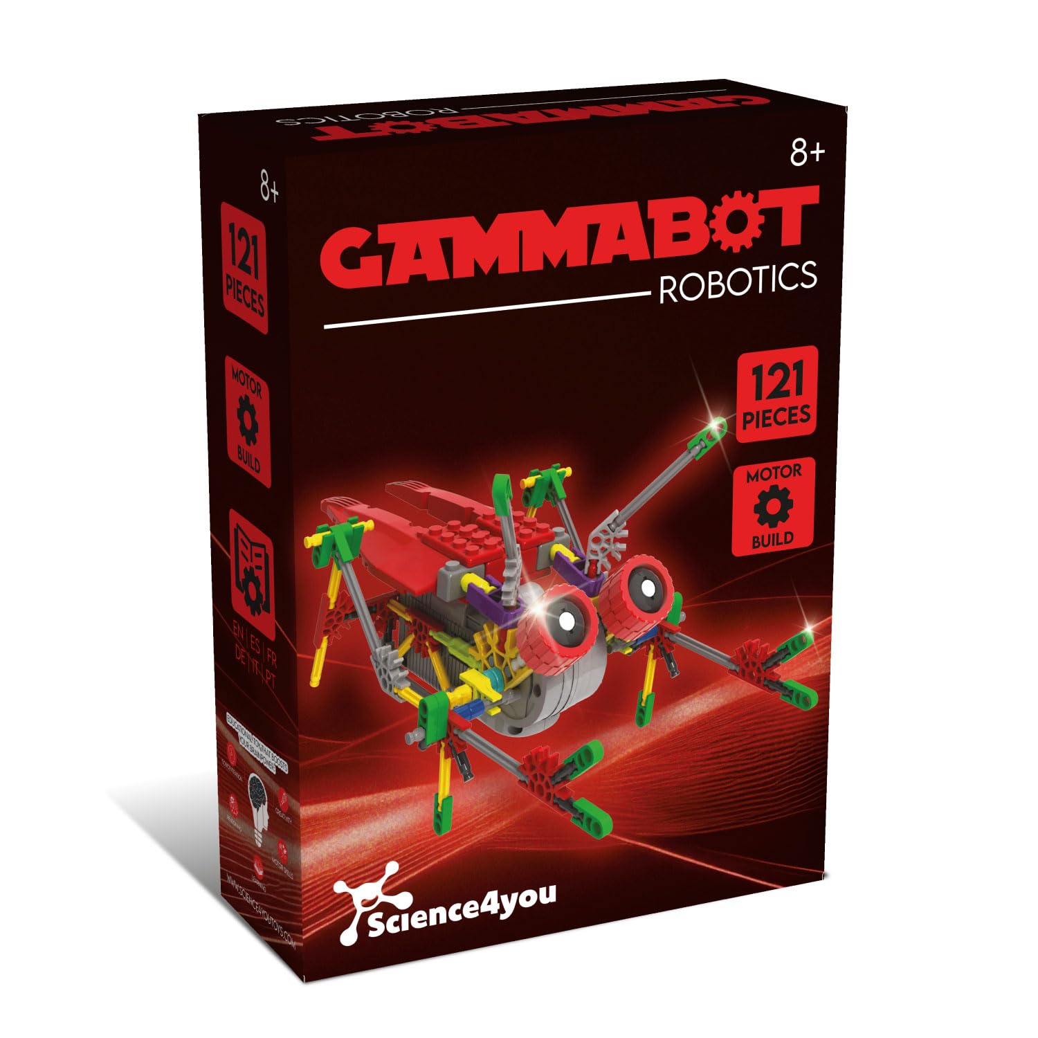 Science4you Robotics Gammabot - Roboterbaukasten für Kinder, Bauen Sie Ihren eigenen laufenden Roboter mit diesem Baukasten, Robotik-Kit mit 121 Teilen, STEM Spiel, Lernspielzeug für Kinder 8 9 10+