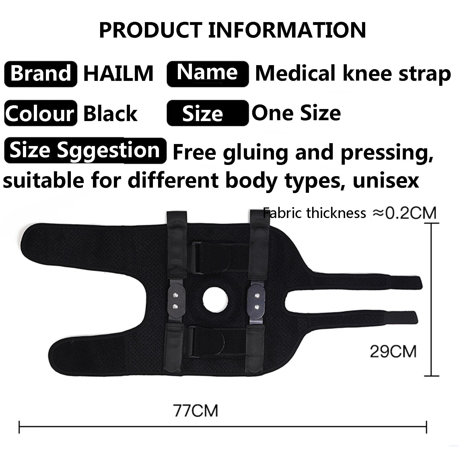 HAILM Rodillera, para Mujeres y Hombres con Dolor Rodilla, Rodillera Ajustable con Bisagras, Para Alivio Dolor Articular, Recuperación Lesiones, Negro