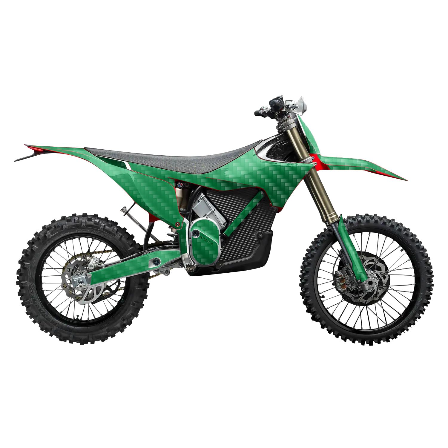 Carbon Fiber Stark Varg MX 2023-2025 Graphics Kit Wrap - Solid Green - Varg MX Skin - Premium 3M Vinyl Protective Wrap Decal Cover - Easy to Apply | Crafted in The USA by MightySkins