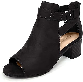 open toe low heel booties
