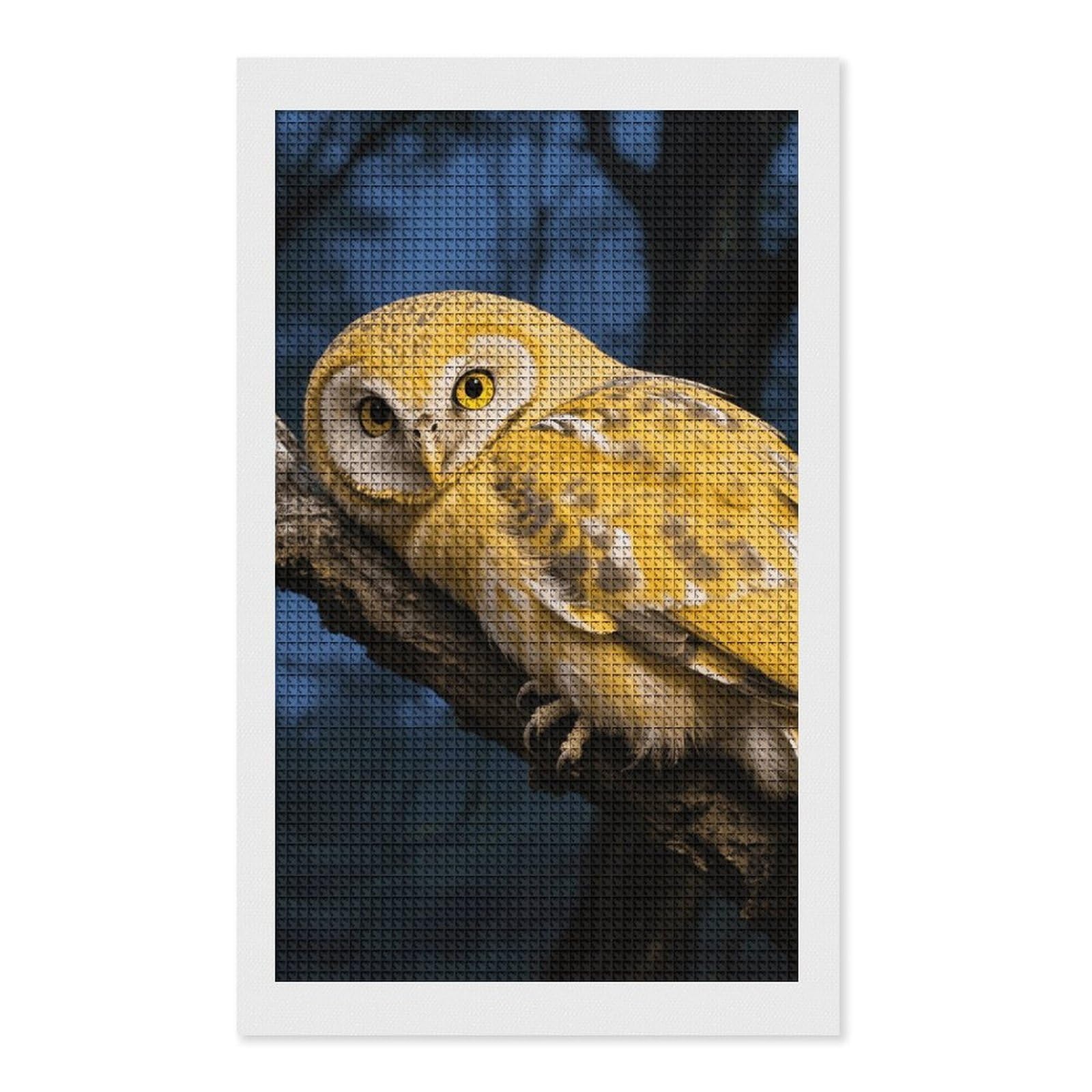 FodPand Yellow Snowy Owl 5D Diamond Painting Kits for Adults Beginners Full Drill Square Diamond Dots Pictures Gem Art Supplies for Home Wall Room Decoration DIY Craft Set Gift 12X20