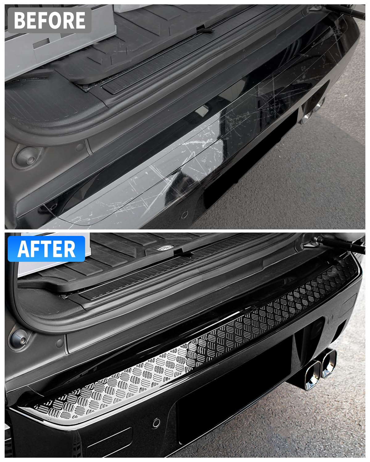 Land Rover Defender 90 110 130 2020-2025 Copertura protettiva antigraffio paraurti posteriore nero lucido