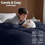 Utopia Bedding Queen Comforter Duvet Insert, Quilted Navy Comforter with Corner Tabs, Box Stitched Down Alternative Comforters Queen Size 88 x 88 inches