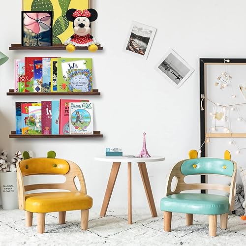 Miniatura 2 de AZSKY Estantes flotantes de 24 pulgadas, estante de pared de madera rústica, estantes flotantes de nogal oscuro profundo, un juego de 3 estantes