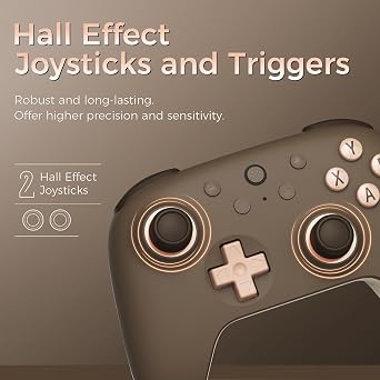 AKNES 8Bitdo Ultimate 2C 2.4G Wireless Controller for Windows PC and Android, with Hall Effect Joysticks and Hall Trigger, 1000Hz Polling Speed and Mappable L4/R4 Buttons (Brownie)