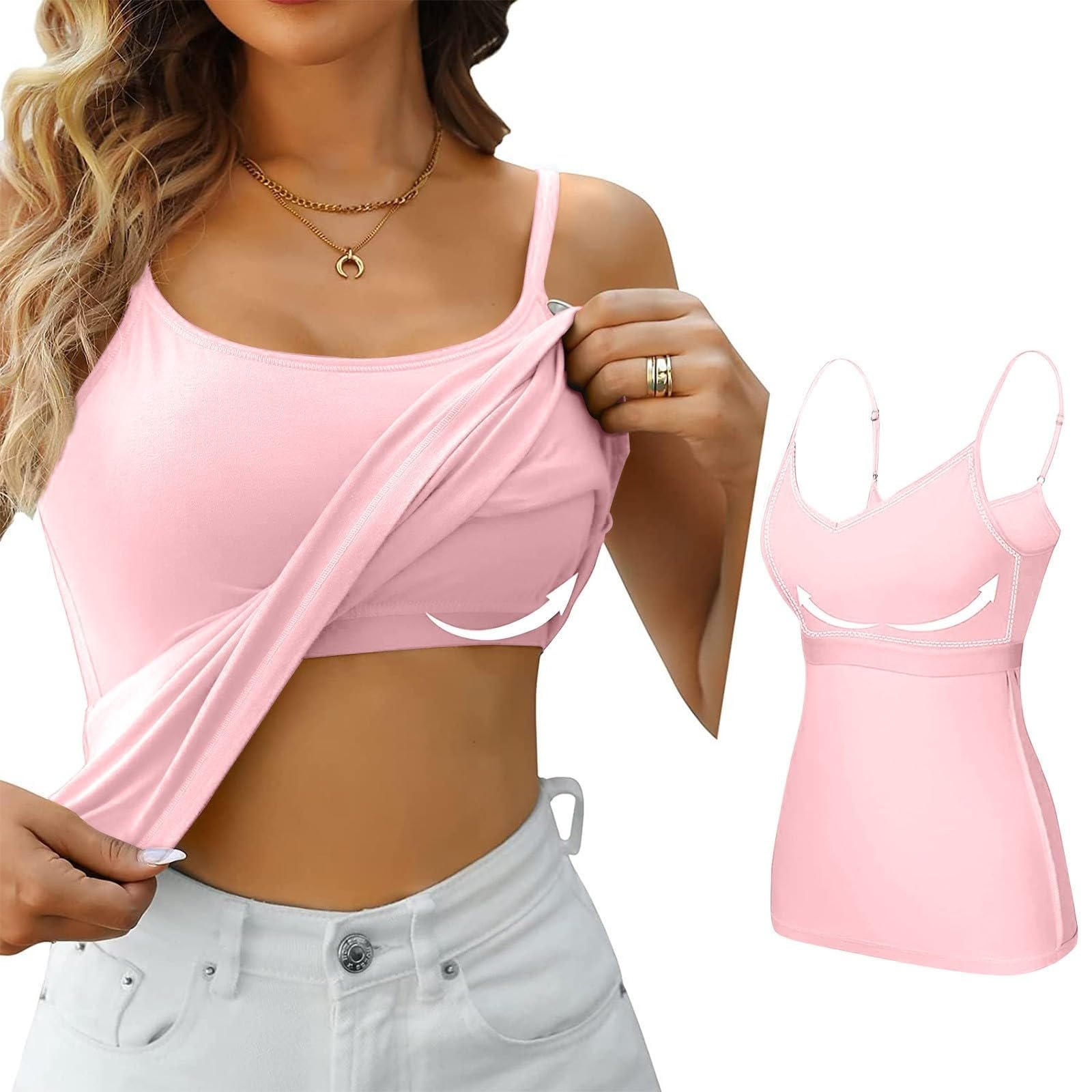 BUKKNYE Cotton Shelf Bra Camisoles Adjustable Spaghetti Strap Tank Tops Basic Layer Cami(Wine,4XL)