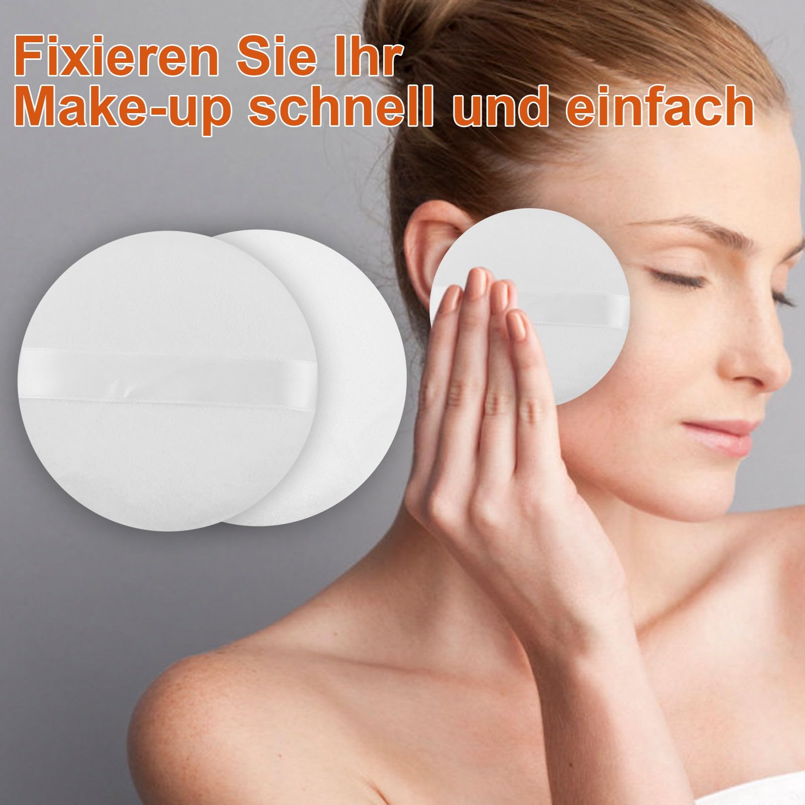 2Pz Spugnetta Cipria Rotonda,10cm Powder Puff Ultra Morbida,Spugnette Cipria Lavabile,Riutilizzabile,Grande Velluto Per Il Viso,Il Corpo Per Cipria,Bagnata e Asciutta,Cipria,Bianca