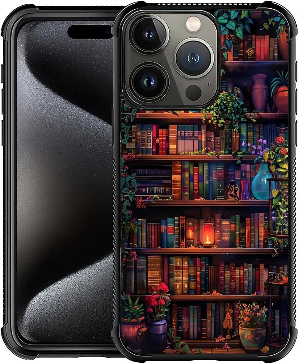 CARLOCA Compatible with iPhone 16 Pro Case,Colorful Book Wall Flowers for Men Woman,Anti-Scratch Soft TPU Shockproof Unique Protective Cover Pattern Design