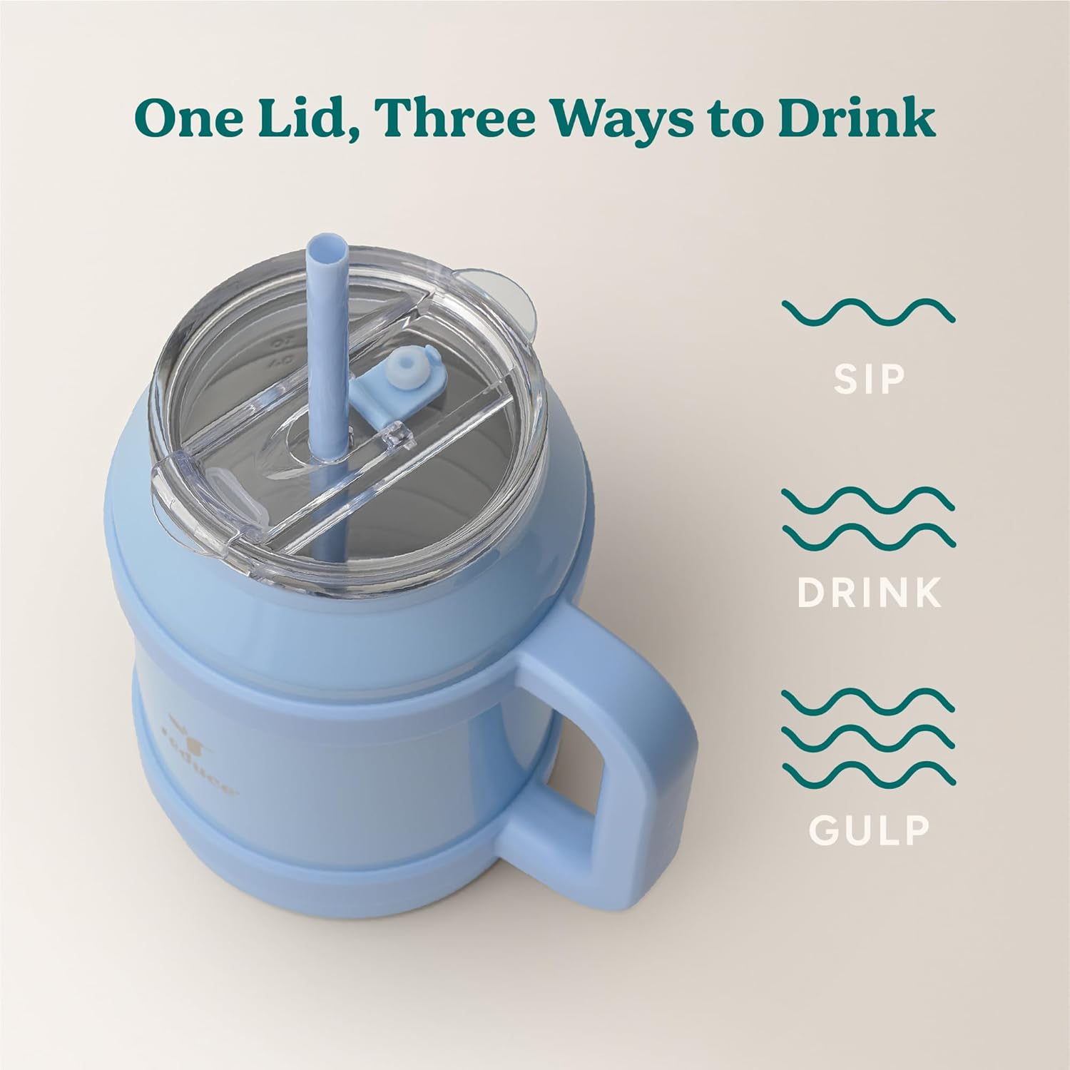 REDUCE Reusable 50 oz Cold1 Water Tumbler – Ergonomic Handle – Double-Wall Insulation – Sturdy Desktop/Tabletop Mug with Lid and Straw – BPA-Free – Stainless Steel for Gym, Home, or Office– Glacier - Image 5