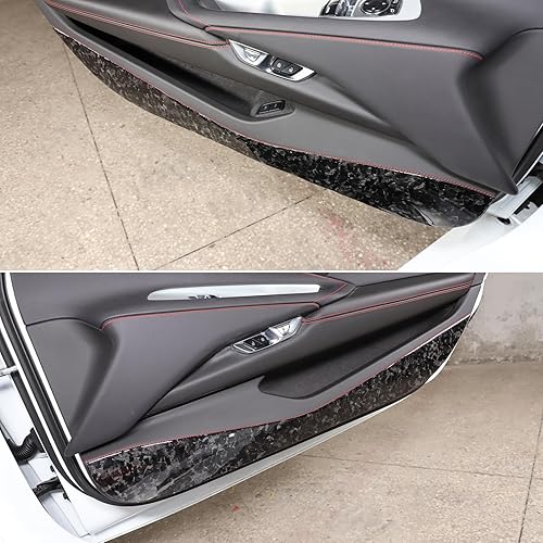 Miniatura 7 de CHEAYAR Kit antipatadas de fibra de carbono real 3D suave para el interior de la puerta del auto compatible con Corvette C8 Stingray Z06 Z51 2020