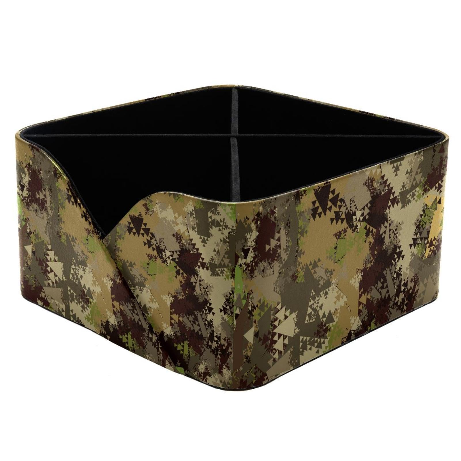 KengjuTesu Geometry Camouflage Desktop Organizer Pen Holder, Rectangular Pencil Cup for Office, Study and Makeup Stations