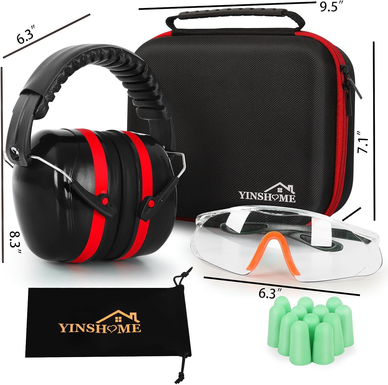 Shooting Ear Protection Earmuffs, Gun Safety Glasses, Earplugs, Protective Case