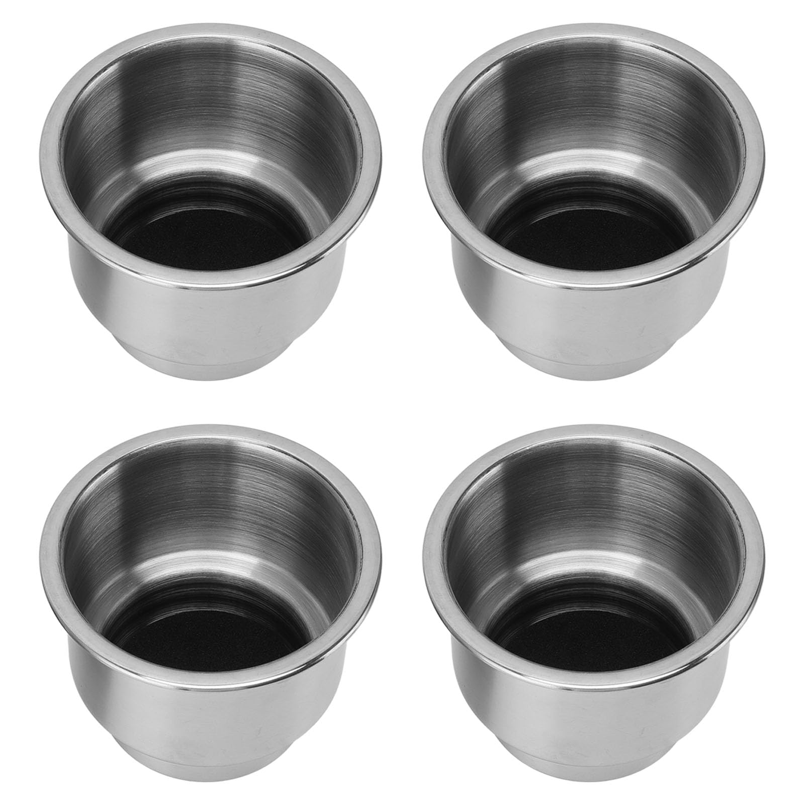 4 Edelstahl Becherhalter mit Ablauföffnung Universell für Boot Auto Wohnmobil Robuste Halterung aus 304er Edelstahl und Gummi Geräuschreduzierende Cup Holder Inserts