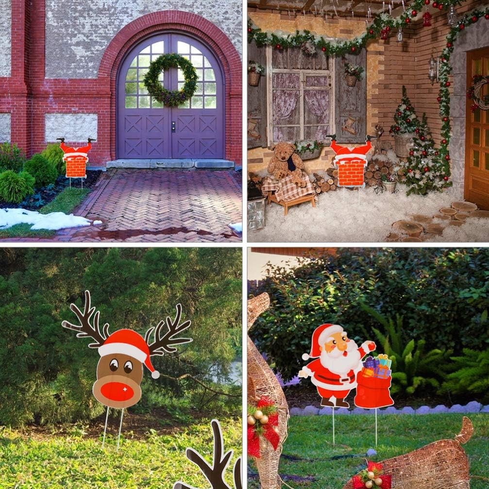 TOYANDONA 5Pcs Christmas Yard Signs Stakes, Outdoor Christmas Decorations Outdoor Lawn Decorations for Holiday Supplies