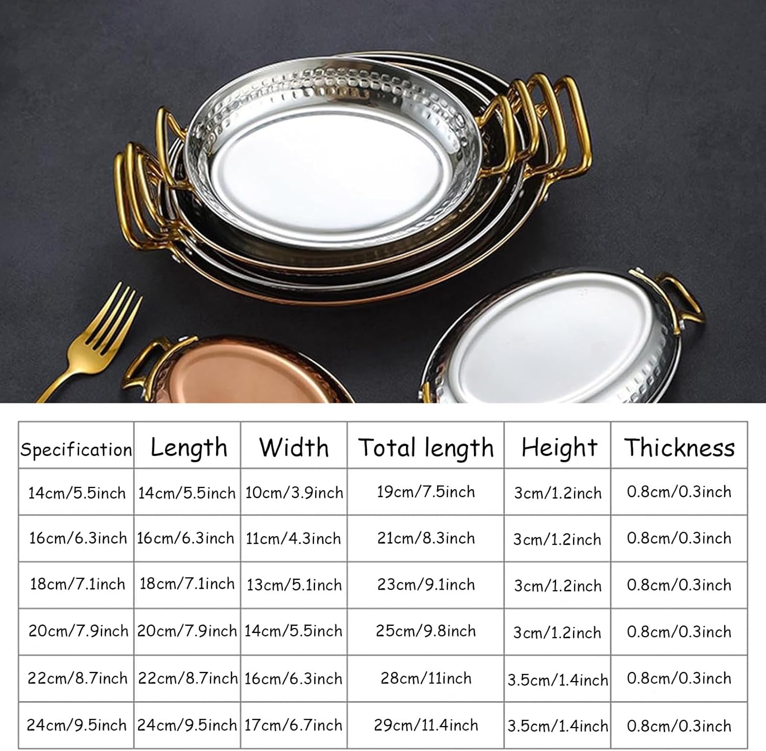 Stainless Steel Paella Pan, Nonstick Frying Pan with Dual Handle for Outdoor Cooking, Seafood and Lobster Skillet, Ideal for Camping and Parties, 16cm