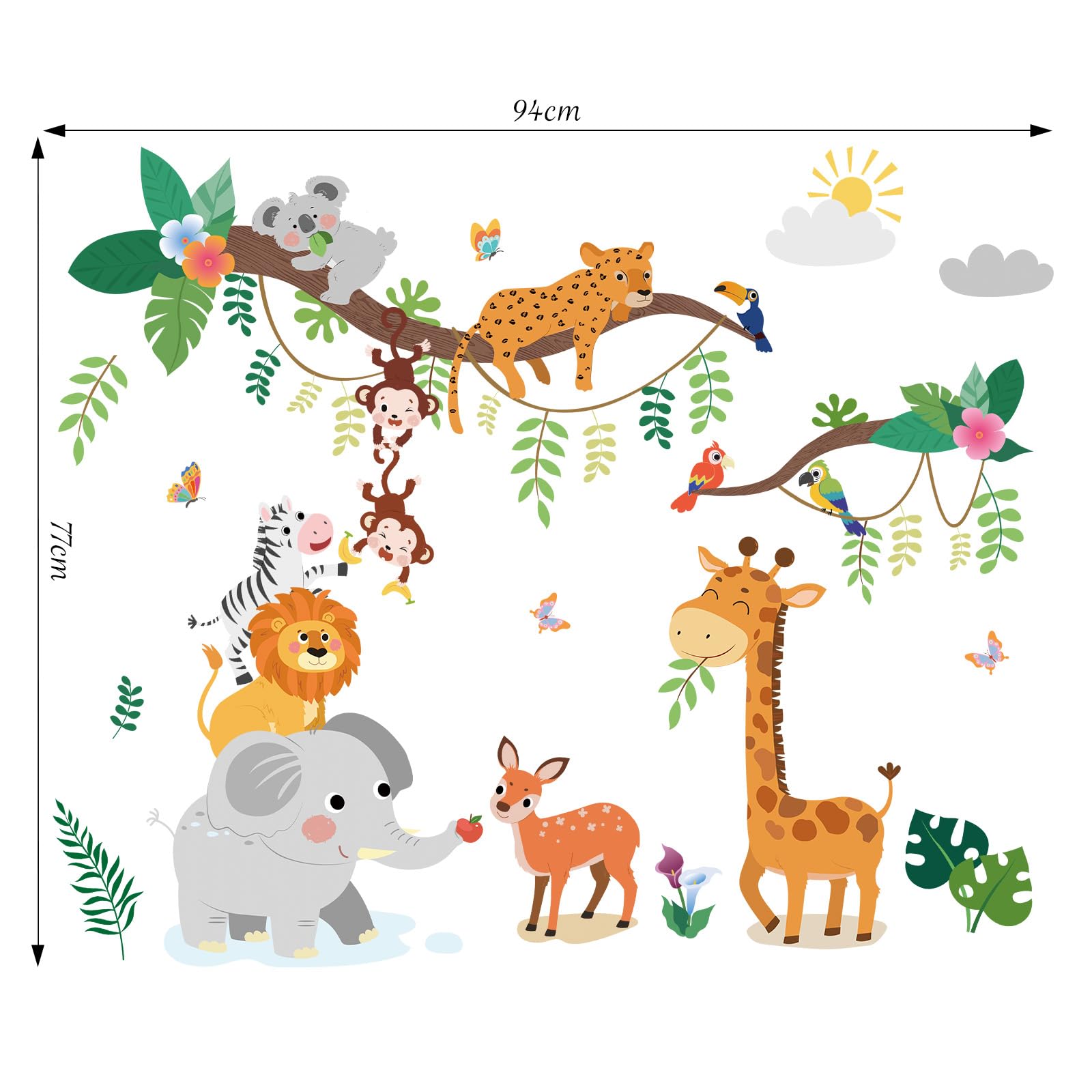 SHUCHING Woodland Nursery Wall Stickers, Jungle Animal Wall Decals for Kids Safari Zoo Decoration for Bedroom Playroom - Image 4