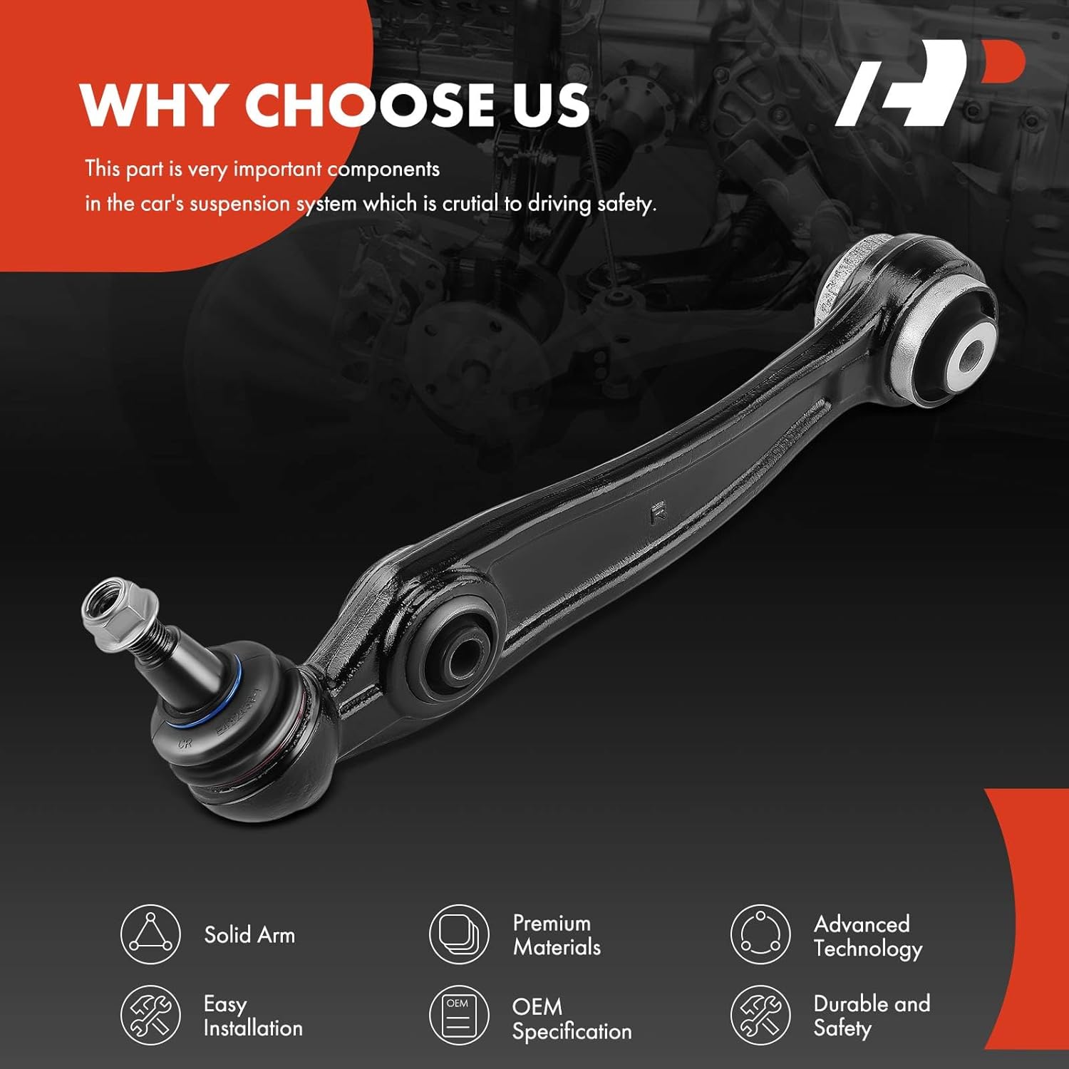 A-Premium Front Right Rearward Lower Control Arm, with Ball Joint & Bushing, Compatible with BMW X5 2014-2018, X6 2015-2019