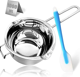 Marsheepy 1QT 304 Stainless Steel Double Boiler Melting Pot with Spatula - Perfect for Chocolate, Wax, Candy & Soap Making