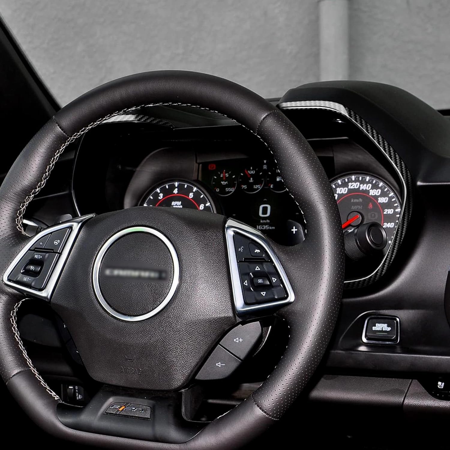 AIRSPEED for Camaro Speedometer Frame Sticker Frame Sticker Dashboard Center Tachometer Carbon Fiber Interior Trim Accessories Compatible with Chevrolet Camaro 2016-2021 (Black)