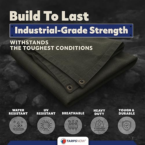 Miniatura 2 de TarpsNow Lona ignífuga de 8 x 10 pies  Lona resistente de 18 milésimas de pulgada de pulgada de grosor  Resistente al fuego y al desgarro con ojales