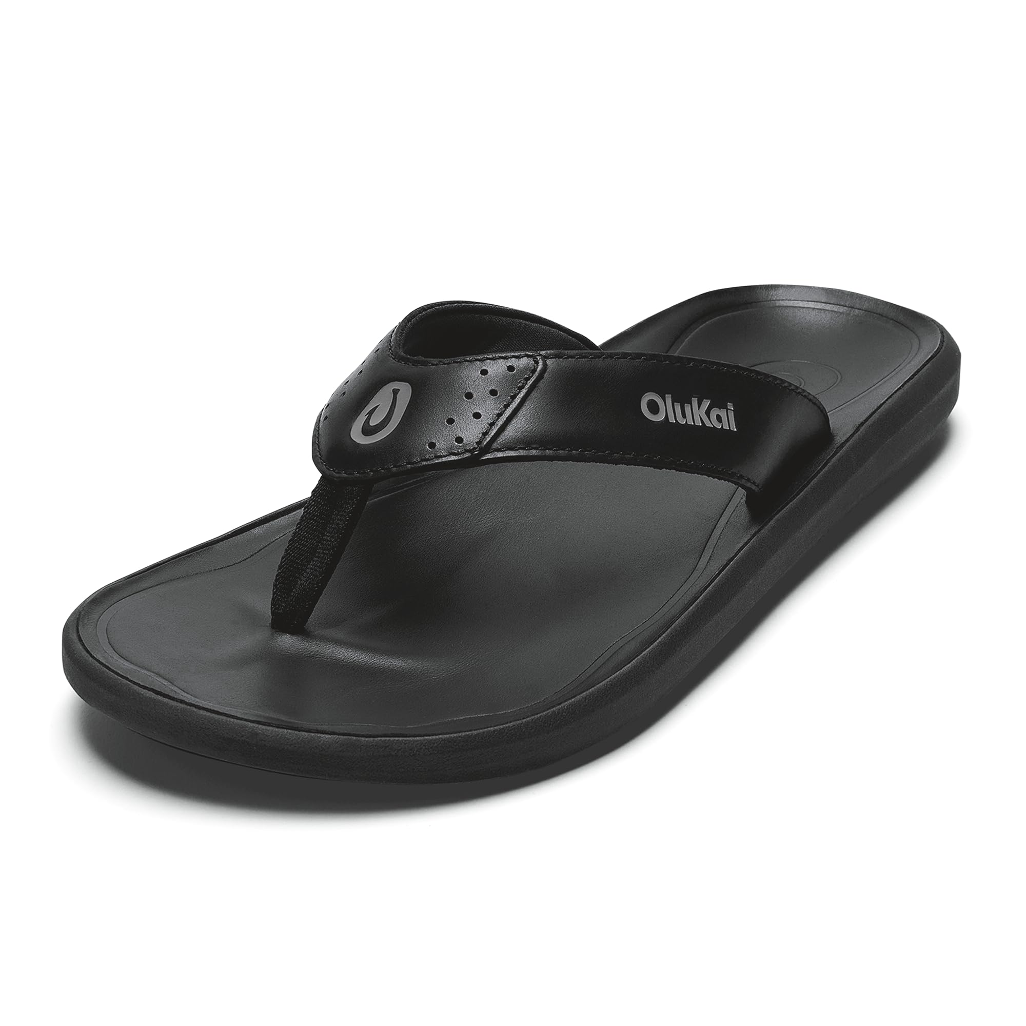 OLUKAI Pili Men's Leather Sandals, Sleek & Versatile Design, Comfortable & Waterproof Straps, Arch Support & Everyday Wear