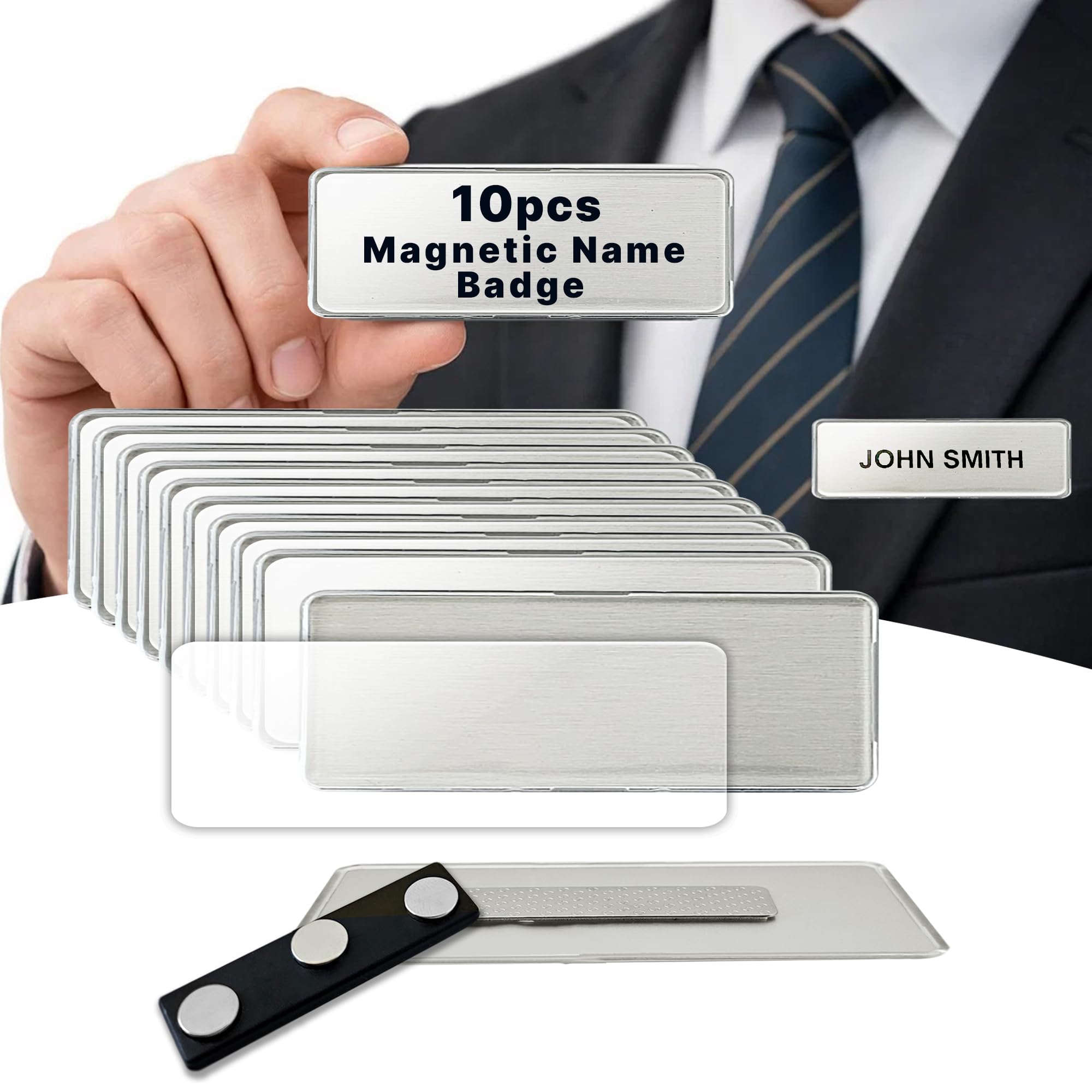 Photo 1 of CiLoN 10 Pack DIY Reusable Magnetic Name Badge Holder + Clear Acrylic Cover