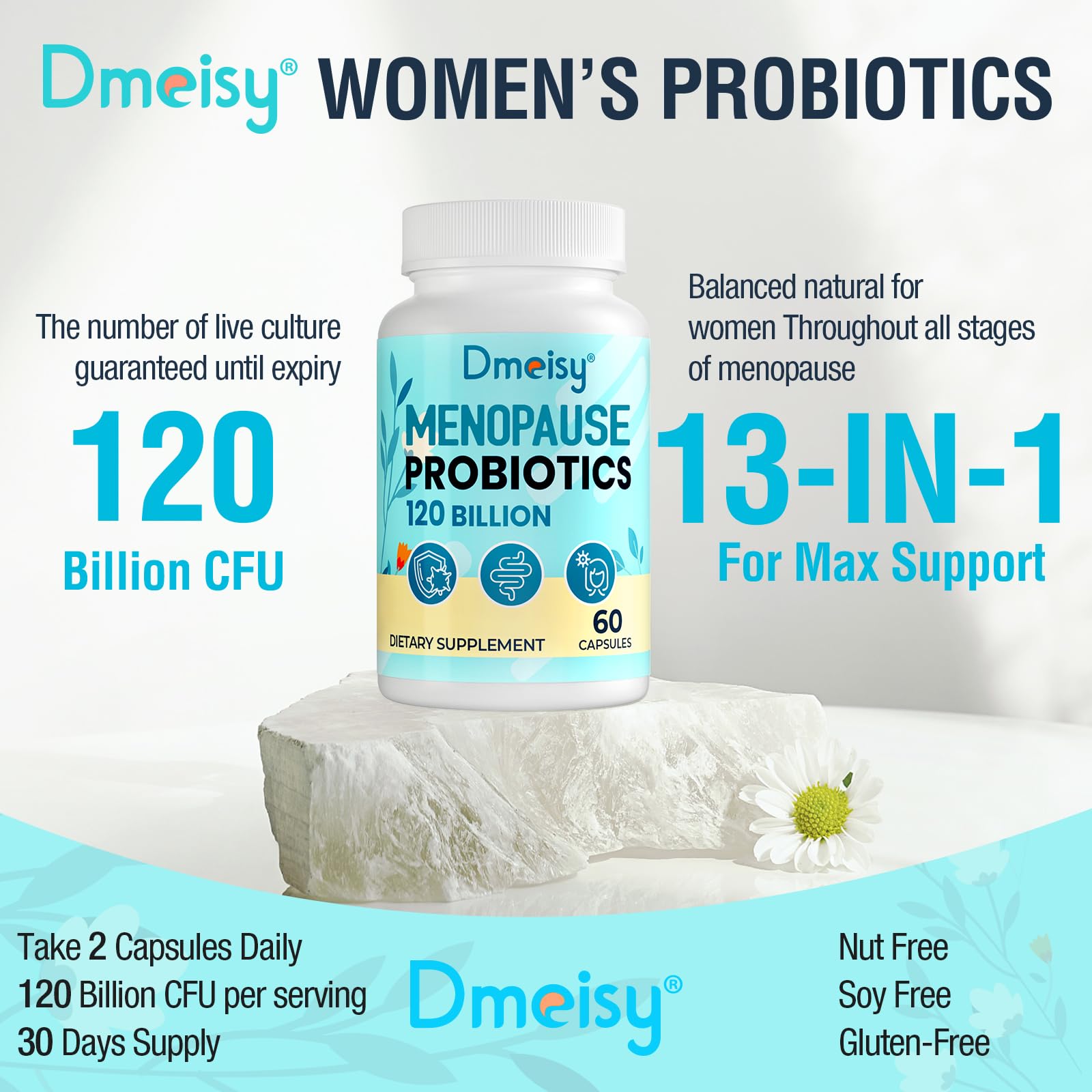 Menopause Supplements for Women, 13-in-1 Herb Probiotic Complex, 60 Caps — Amazon image 4