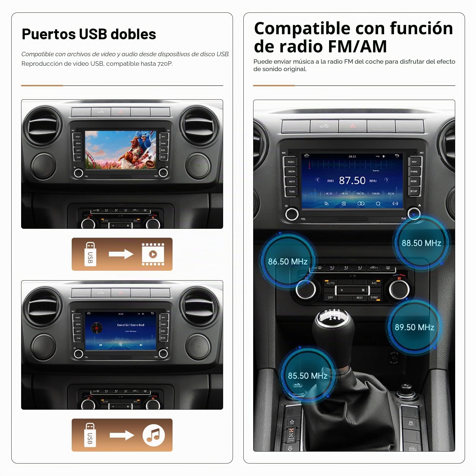 Radio de coche con pantalla de 7 pulgadas para Volkswagen, Seat, Golf, Passat, Jetta, Beetle, Touran, EOS, Skoda, Radio Bluetooth con pantalla táctil de Seat con CarPlay inalámbrico, Android Auto, GPS