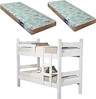BELICHE LETICIA COM ESCADA E GRADE PROTEÇÃO VIRA 2 CAMAS SOLTEIRO -MDF + 2 COLCHÕES D23-Branco