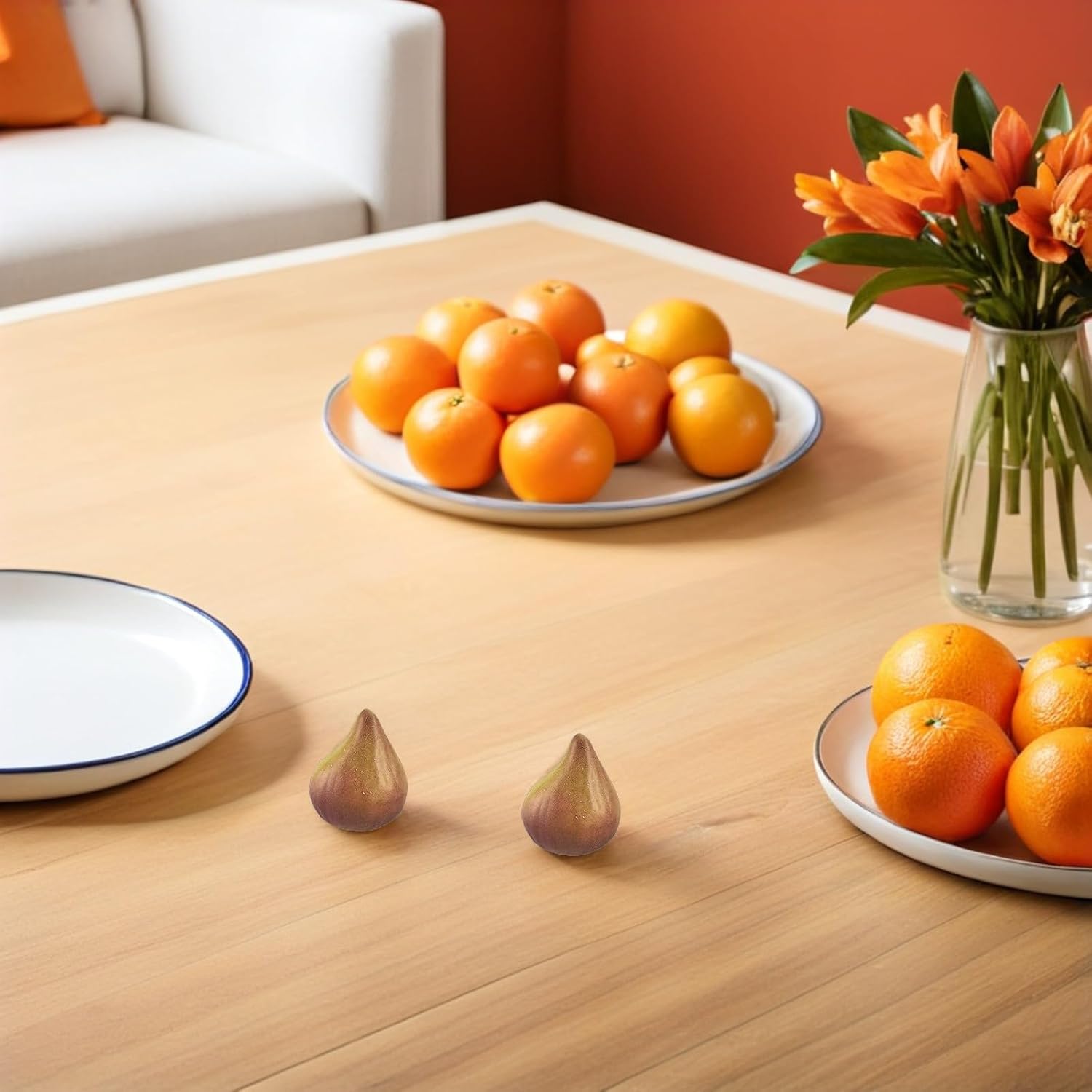 BETOOKY 6pcs Artificial Fig Faux Fruits Realistic Simulation Fig Decoration Mini Resin Fruit for Kitchen Cabinet Home Photography Props Table Centerpiece