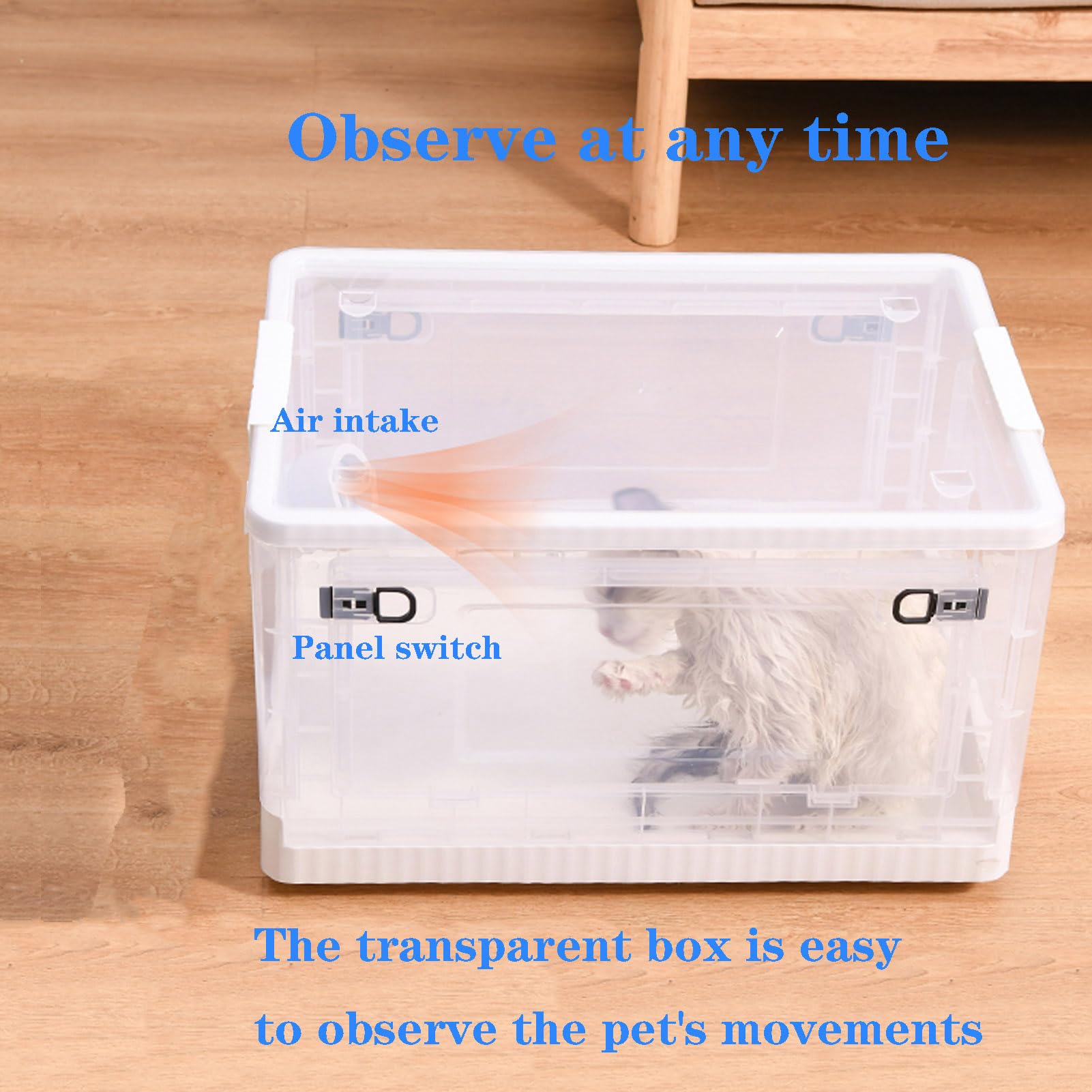 Cat Drying Box | Anti-Hair Flying | Transparent Foldable Pet Drying Room | Drying Cage for Cat and Small Dogs | Without Hair Dryer (Transparent White, Medium)