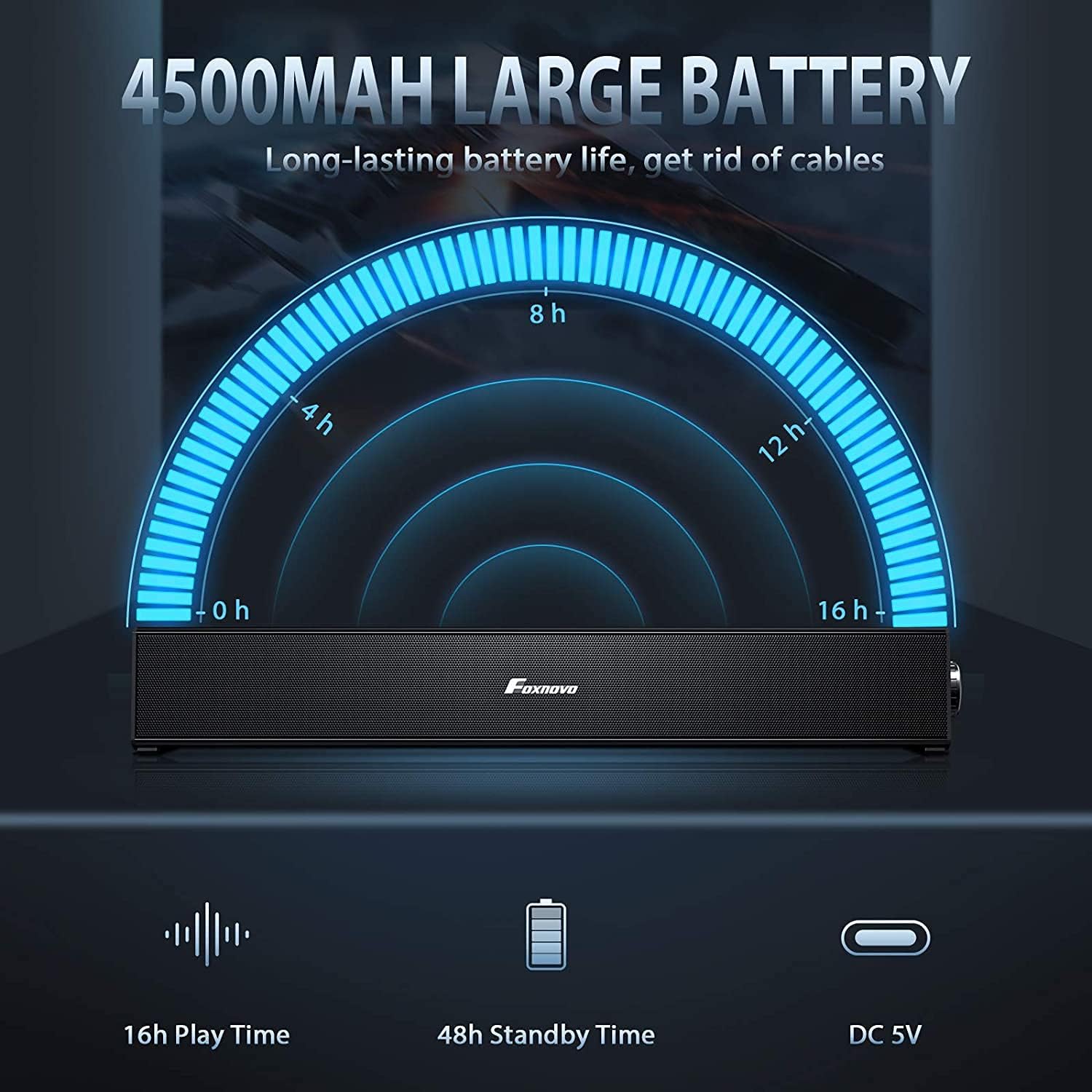 Foxnovo Computer Speakers Bluetooth PC Soundbar 20W 3D Surrounded PC Speakers 85dB Wired and Wireless Home Theater Audio USB Powered Laptop Speakers for PC |Cell Phone| Tablets | Projector| Pad|TV