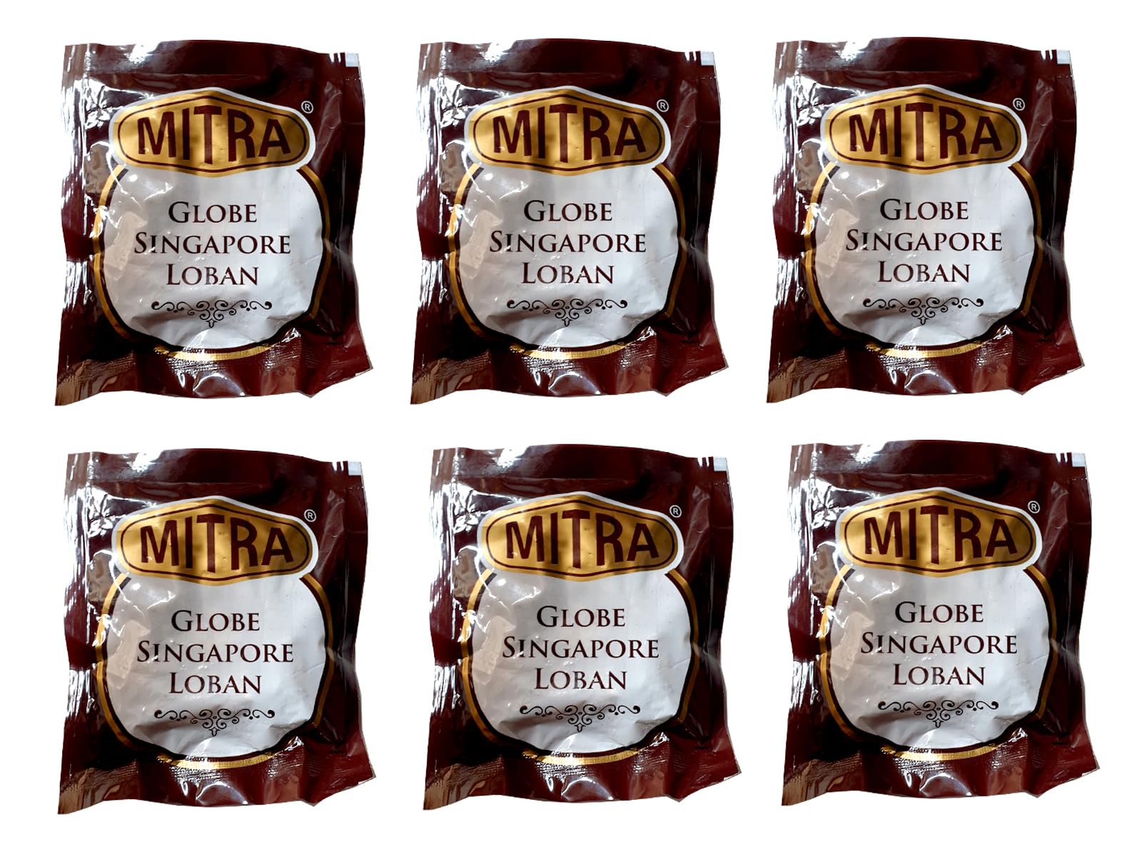 Mitra Globe Singapore Loban/Benzoin (Sambrani) Set of 6 Packets Each 50 GMS (150 GMS)