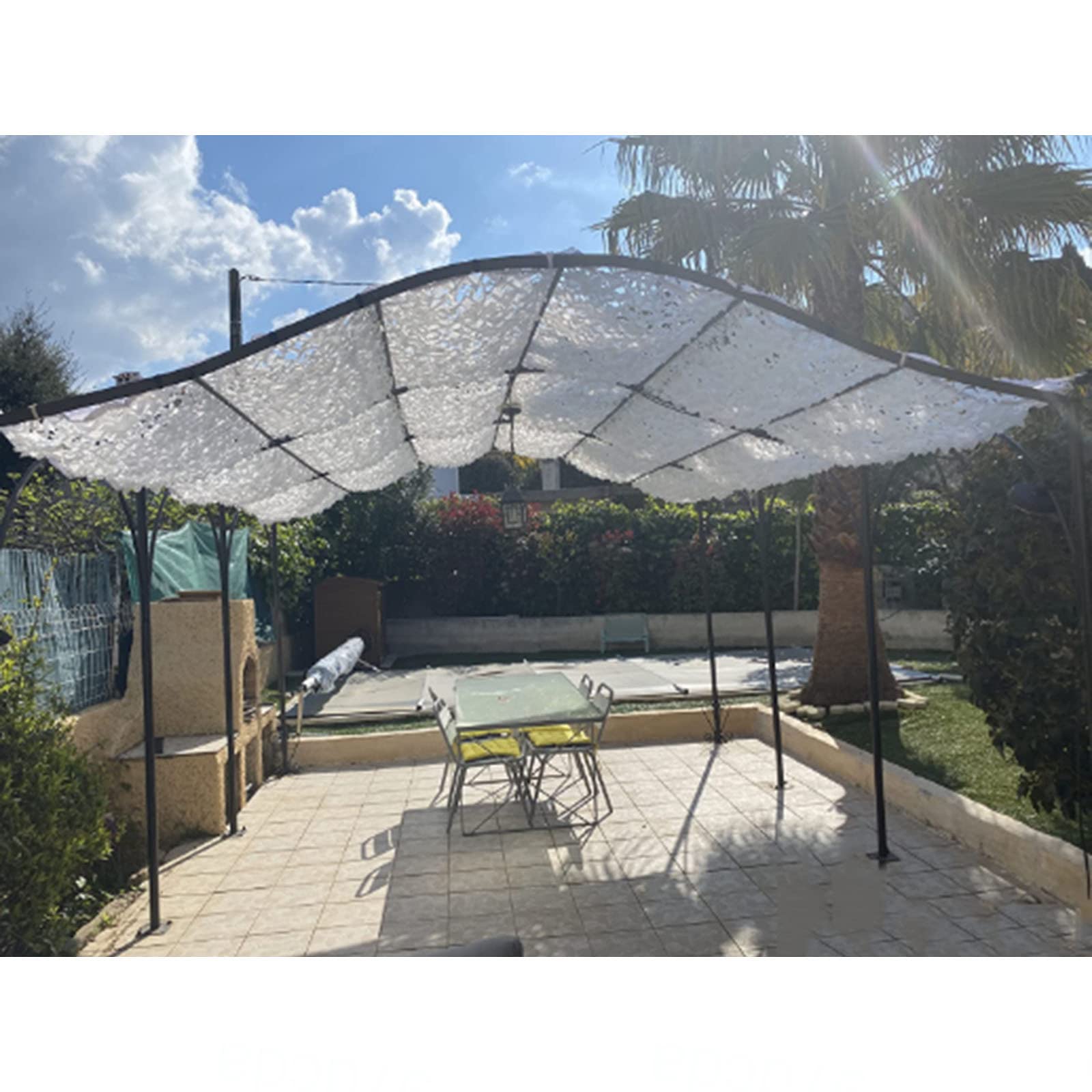 Weiß Verstärktes Tarnnetz,Camouflage Netz Bundeswehr,Sonnensegel,Tarnung Netz Jagd,Camping,Garten Pergola Dekorativer Sonnenschutz Tarnnetz 2m 3m 4m 5m 6m 7m 9m Sichtschutz,White-1.5x3m(4.9*9.8ft)