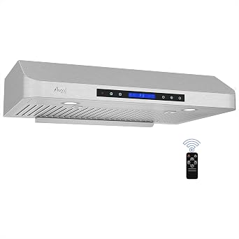 30" Under Cabinet Range Hood with 6" Round Top & 3-1/4"x10" Top/Rear Vent | 900 CFM, Touch & Remote Controls, 4 Speeds, 6" Low Profile, 2 Motors, LED Lights, 3-Way Vents, ETL Certified, Stainless Steel