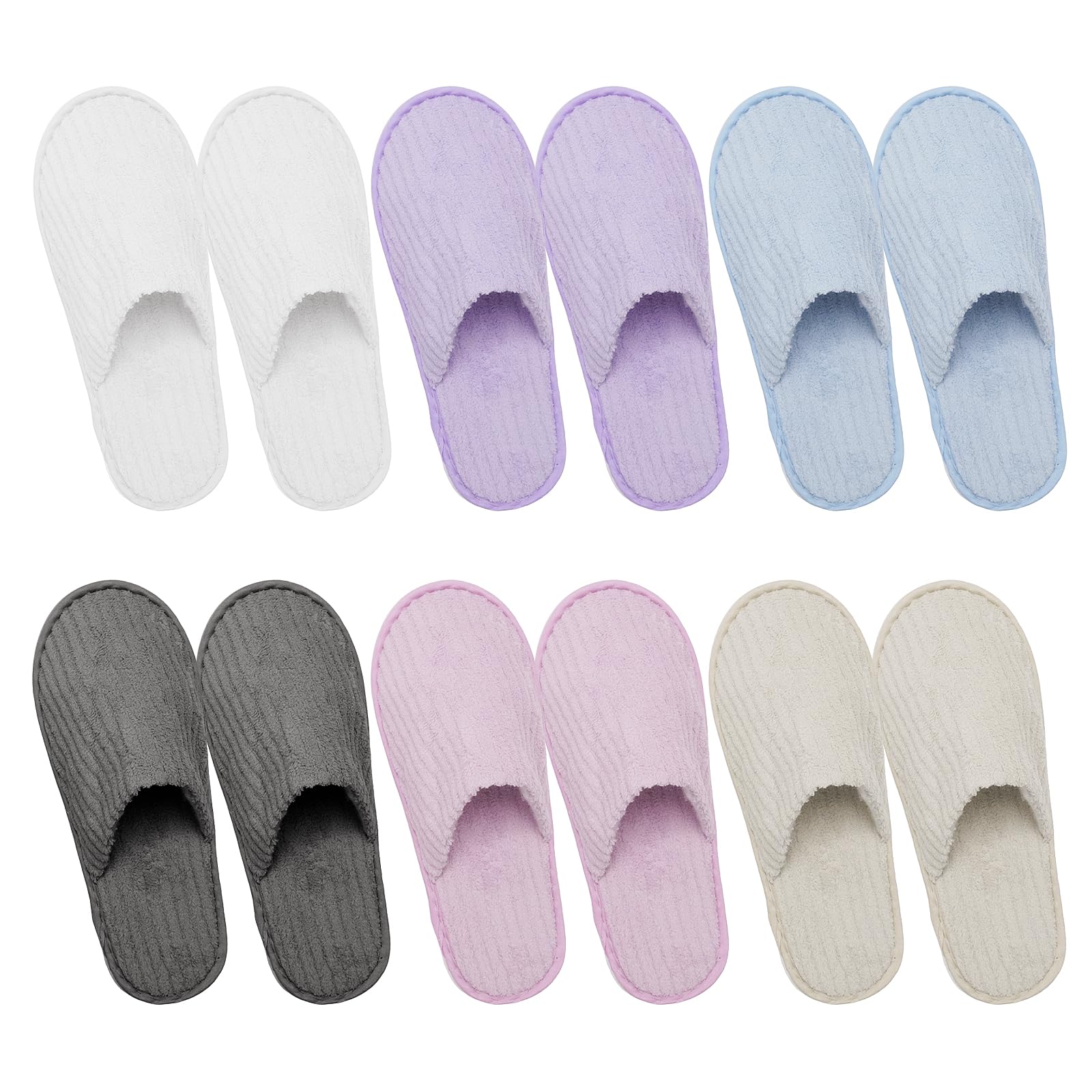 12 Paar Bequeme Hotelslipper, Rutschfeste Gäste-Schuhe, Vielfarbige Einweg-Slipper-Sets für Hotels, Thermalbäder, Hochzeiten und Familienfeiern, Universalgröße 11 x 28 cm